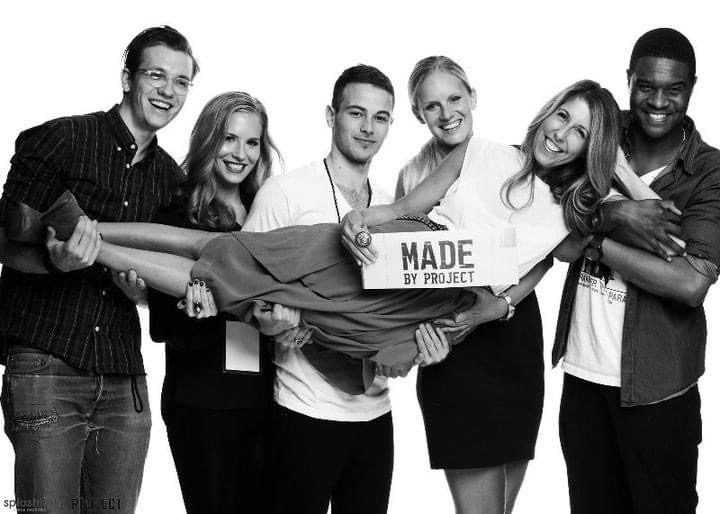 Nancy Berger with a fashion production team on set